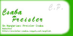 csaba preisler business card